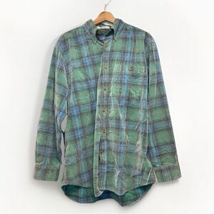 Orvis Men's Green and Blue Plaid Button Down Shirt